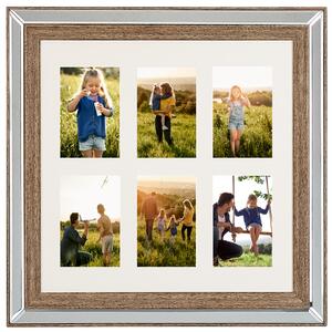 Rámček na fotky tmavé drevo 50 x 50 cm na 6 fotografií 10 x 15 cm koláž fotorámik moderný štýl dekorácie doplnky