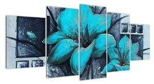 Obraz modré kvety (Obraz 150x70cm)