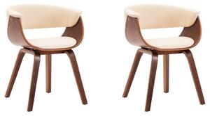 Jedálenské stoličky 2 ks krémové ohýbané drevo a umelá koža