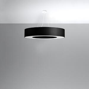 Závesné svietidlo Saturno, 1x čierne textilné tienidlo, (biely plast), (fi 90 cm)