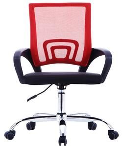 Kancelárska stolička s mriežkovaným operadlom červená látková