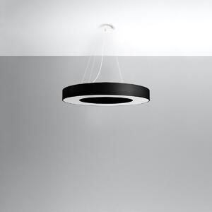 Závesné svietidlo Saturno Slim, 1x čierne textilné tienidlo, (biely plast), (fi 70 cm)