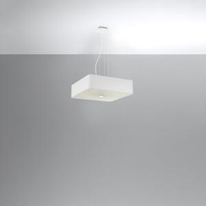 Závesné svietidlo Lokko, 1x biele textilné tienidlo, (biele sklo), (55 cm)