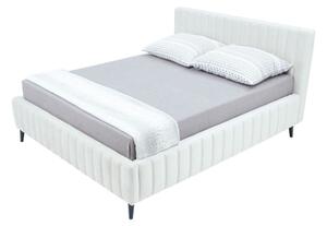 Velúrová krémová posteľ MAGGIE FULL 160 x 200 cm