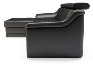 Čierna kožená rohová sedačka ALBA ľavá