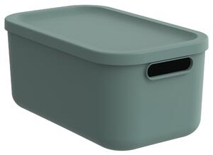 Rotho Úložný box, rovný s vekom, 12 l, matne zelený ALBU LIGHT, 40x24x18