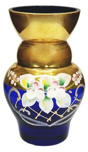 Mini váza so zlatom a smaltom modrá 9 cm