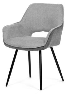 Autronic - Židle jídelní, stříbrná látka a šedá látka, černý kov - CT-S8108 SIL2