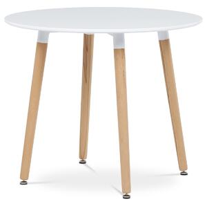 Autronic - Stůl jídelní, 90x90x74 cm, MDF - bílý matný lak, kovová kostrukce, dřevěné nohy - DT-306 WT