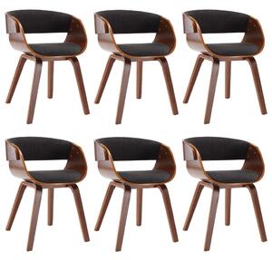 Jedálenské stoličky 6 ks sivé ohýbané drevo a látka
