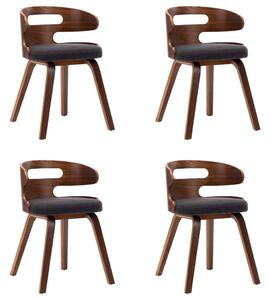 Jedálenské stoličky 2 ks tmavosivé ohýbané drevo a látka