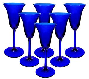 Modré ručne fúkané poháre 100 ml, 6 ks