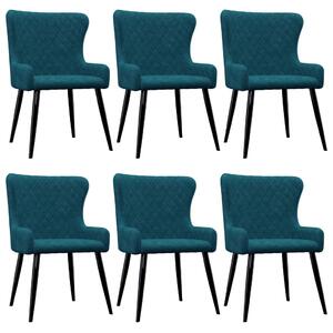 Jedálenské stoličky 6 ks, modré, zamat