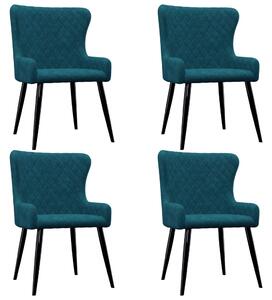 Jedálenské stoličky 4 ks, modré, zamat