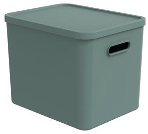 Rotho Úložný box, rovný s víkom, 27l, matná zelená ALBU LIGHT, 37x29x30