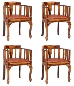 Jedálenské stoličky 4 ks pravá koža a masívne sheeshamové drevo