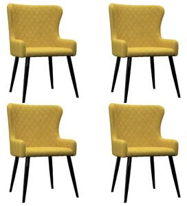 Jedálenské stoličky 4 ks, žlté, zamat