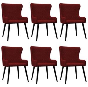Jedálenské stoličky 6 ks, červené, zamat