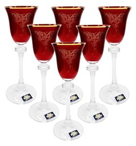 Bohemia Crystal pohár Alexandra červené s ornamentami 60 ml