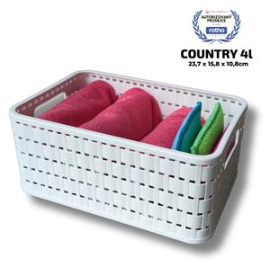 Rotho Plastový košík COUNTRY, rovný, biely (4 l - 24 x 16 x 11)