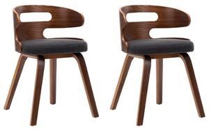 Jedálenské stoličky 2 ks tmavosivé ohýbané drevo a látka