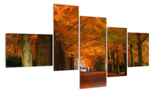 Obraz cesty lesom na jeseň (Obraz 150x85cm)