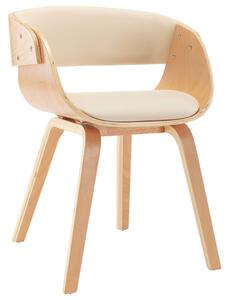 Jedálenská stolička, krémová, ohýbané drevo a umelá koža