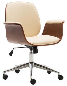 Kancelárska stolička krémová ohýbané drevo a umelá koža