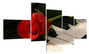 Obraz ruže na klavíri (Obraz 150x85cm)