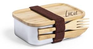 JK Design - Nerezový lunch box s dreveným vrchnákom (meno)