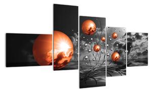 Abstraktné obrazy - oranžové gule (Obraz 150x85cm)