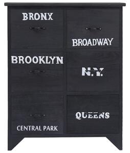 Príručná skrinka so 6 zásuvkami čierna 60x30x75 cm drevo paulovnie