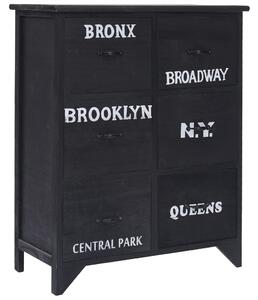 Príručná skrinka so 6 zásuvkami čierna 60x30x75 cm drevo paulovnie