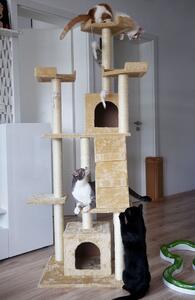 Béžové škrabadlo pre mačky vysoké s hračkami 180cm, Tatrapet