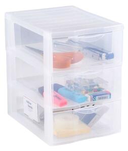 Úložný box s 3 zásuvkami, transparentný, ORGAMIX A5T