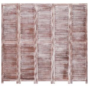 5-panelový paraván hnedý 175x165 cm drevený