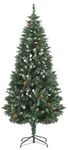 Umelý vianočný stromček s borovicovými šiškami biele vetvičky 180 cm