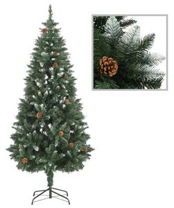 Umelý vianočný stromček s borovicovými šiškami biele vetvičky 180 cm