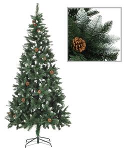 Umelý vianočný stromček s borovicovými šiškami biele vetvičky 210 cm