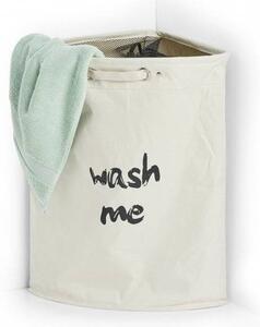 Zeller Present Textilný rohový kôš na špinavú bielizeň, uzatvárateľný, 50 l, krémový s nápisom WASH ME