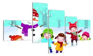 Obraz detí na snehu (Obraz 150x85cm)
