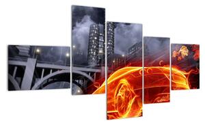 Moderný obraz - ohnivé auto (Obraz 150x85cm)