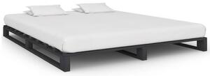 Paletový posteľný rám sivý 160x200 cm masívne borovicové drevo