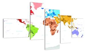 Obraz - farebná mapa sveta (Obraz 150x85cm)