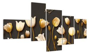 Obraz zlatých tulipánov (Obraz 150x85cm)