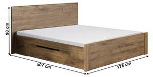 TEMPO Spálňový komplet (posteľ 160x200 cm, 2x nočný stolík, skriňa), dub ribeck/tmavý grafit, ARMENY