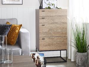 Komoda hnedá svetlá farba dreva drevotrieska kovová drevovláknitá doska melamínový povlak 105 x 55 x 41 cm minimalistický 4 zásuvky obývačka