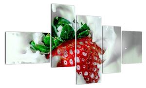 Obraz jahody v jogurte (Obraz 150x85cm)