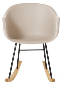 Hojdacia stolička plastová béžová kovové nohy masívne drevo sedadlo v tvare mušle moderný štýl