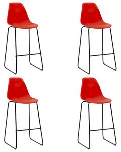 Barové stoličky 4 ks, červené, plast